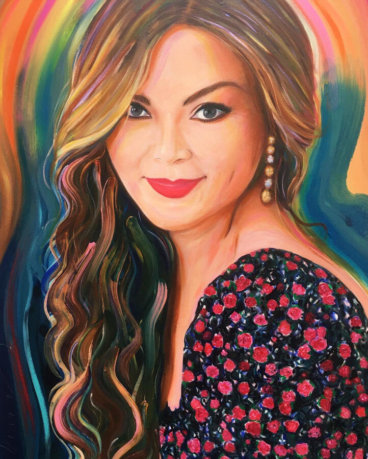 Retrato femenino · Acrílico en canvas · Marcos Ribadeneira