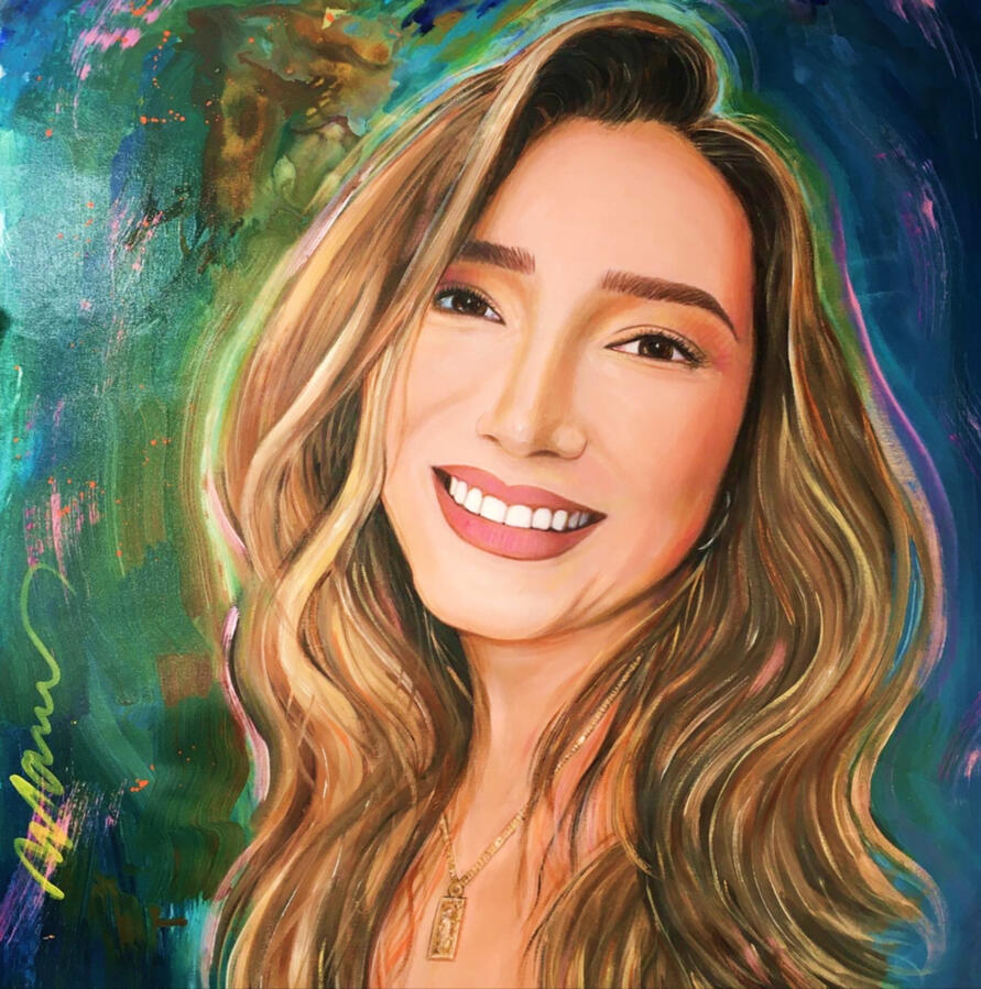 Retrato femenino · Acrílico en canvas · Marcos Ribadeneira