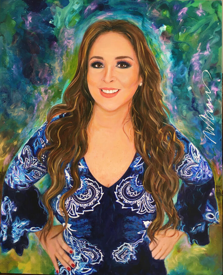 Retrato femenino · Acrílico en canvas · Marcos Ribadeneira