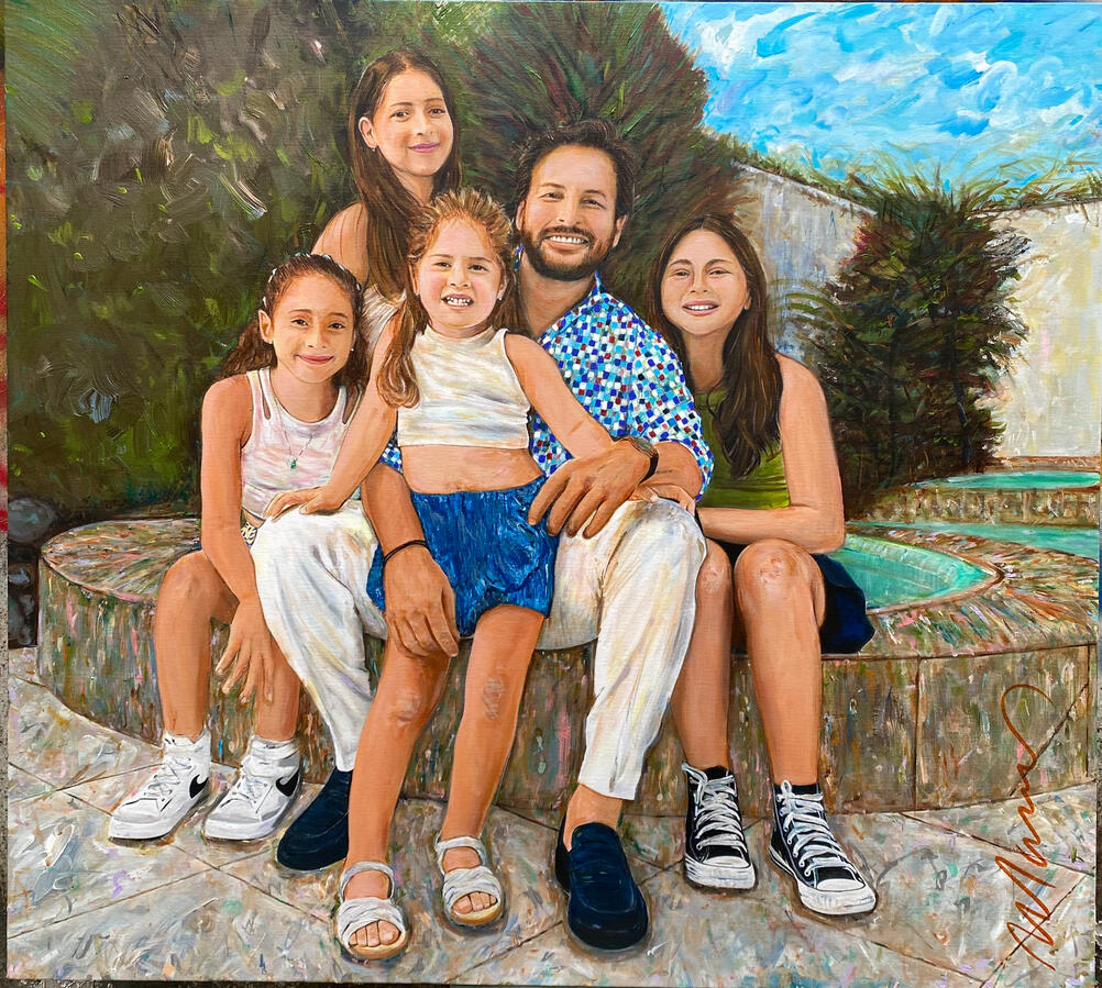Retrato Familiar · Acrílico en canvas · Family Portrait · Acrylic on canvas Retrato familiar acrílico · Marcos Ribadeneira · MRS Artist · Houston