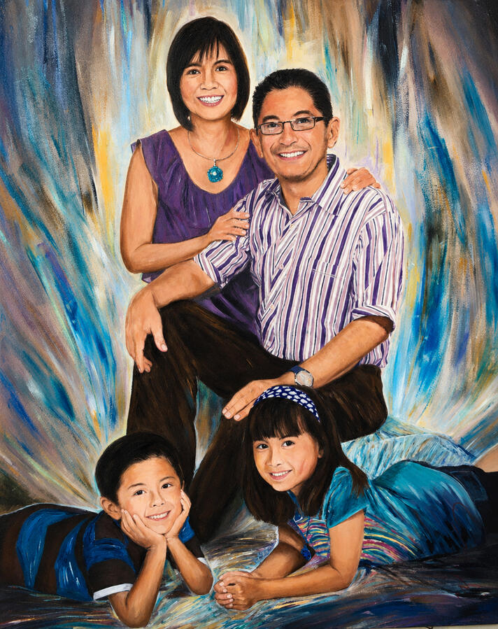 Retrato Familiar · Acrílico en canvas · Family Portrait · Acrylic on canvas Retrato familiar acrílico · Marcos Ribadeneira · MRS Artist · Houston