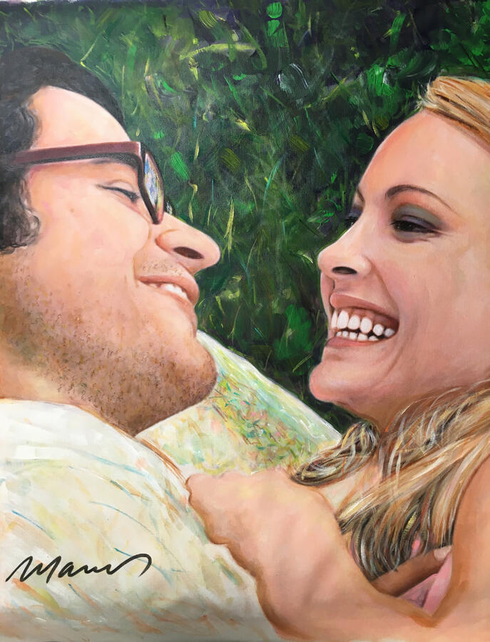 Retrato de Pareja · Acrílico en canvas · Couple Portrait · Acrylic on canvas Retrato de pareja acrílico · Marcos Ribadeneira · MRS Artist · Houston