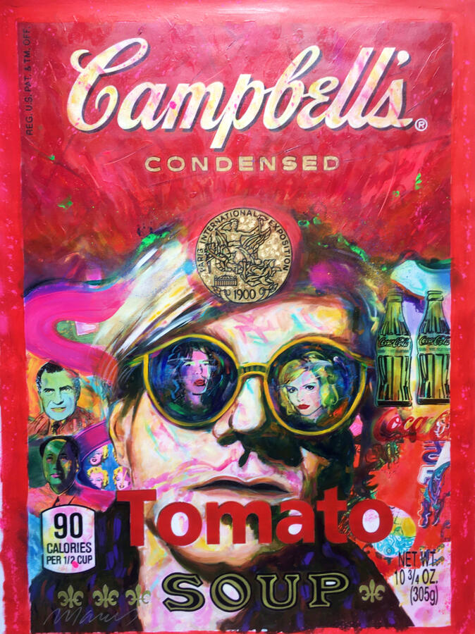 Warhol · Neo Pop Collection · Acrylic and Mixed Media on Canvas · Marcos Ribadeneira Neo Pop art acrylic mixed media · Marcos Ribadeneira · MRS Artist · Houston